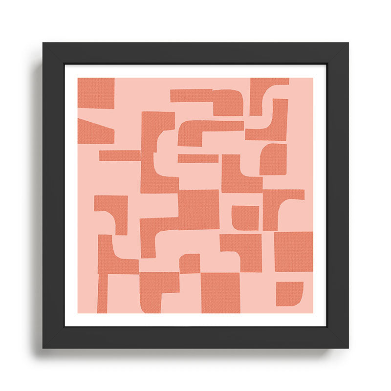 Abstract in tomato red and pink Framed Art Print Gallery Image 1