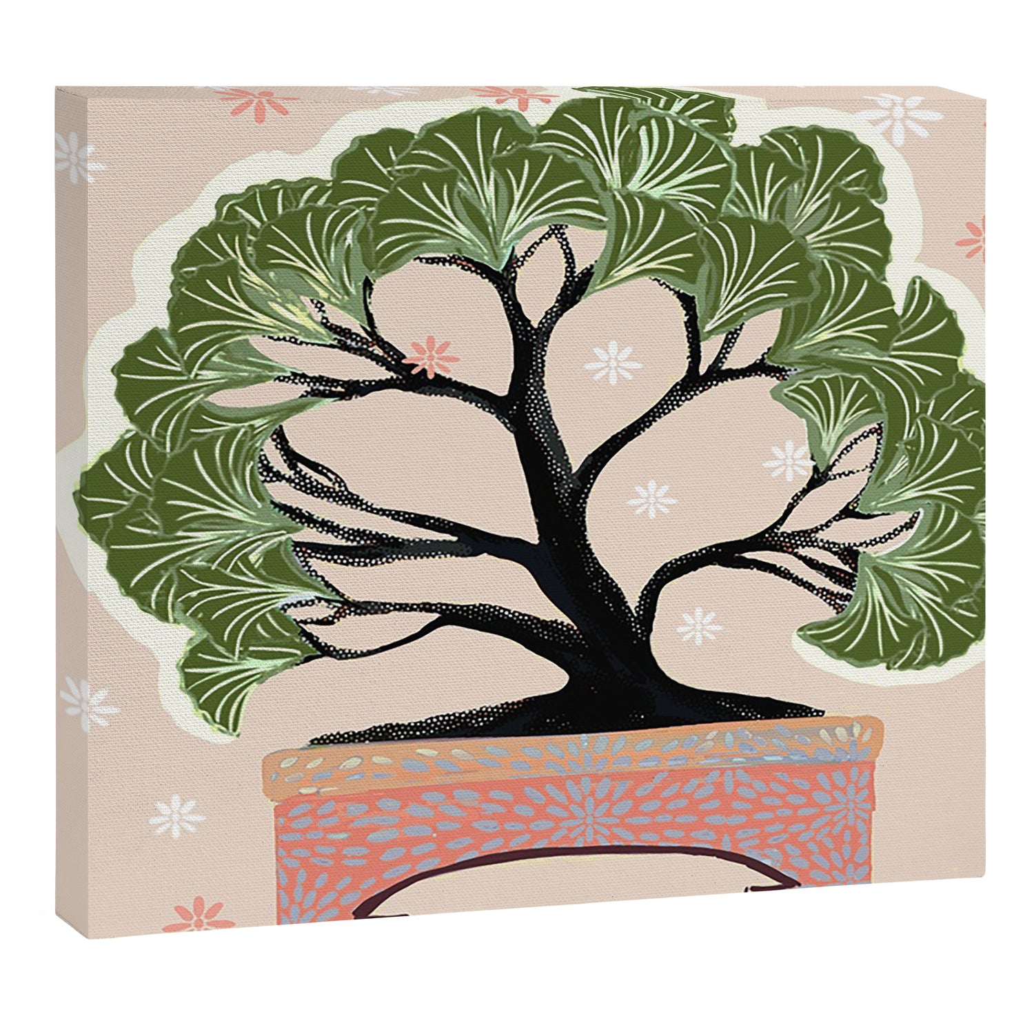 Bonsai in Pink and Green Canvas Print Gallery Image 3