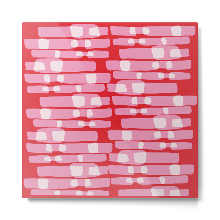 Cherry red and pink Geometric  Metal Print Gallery Image 1