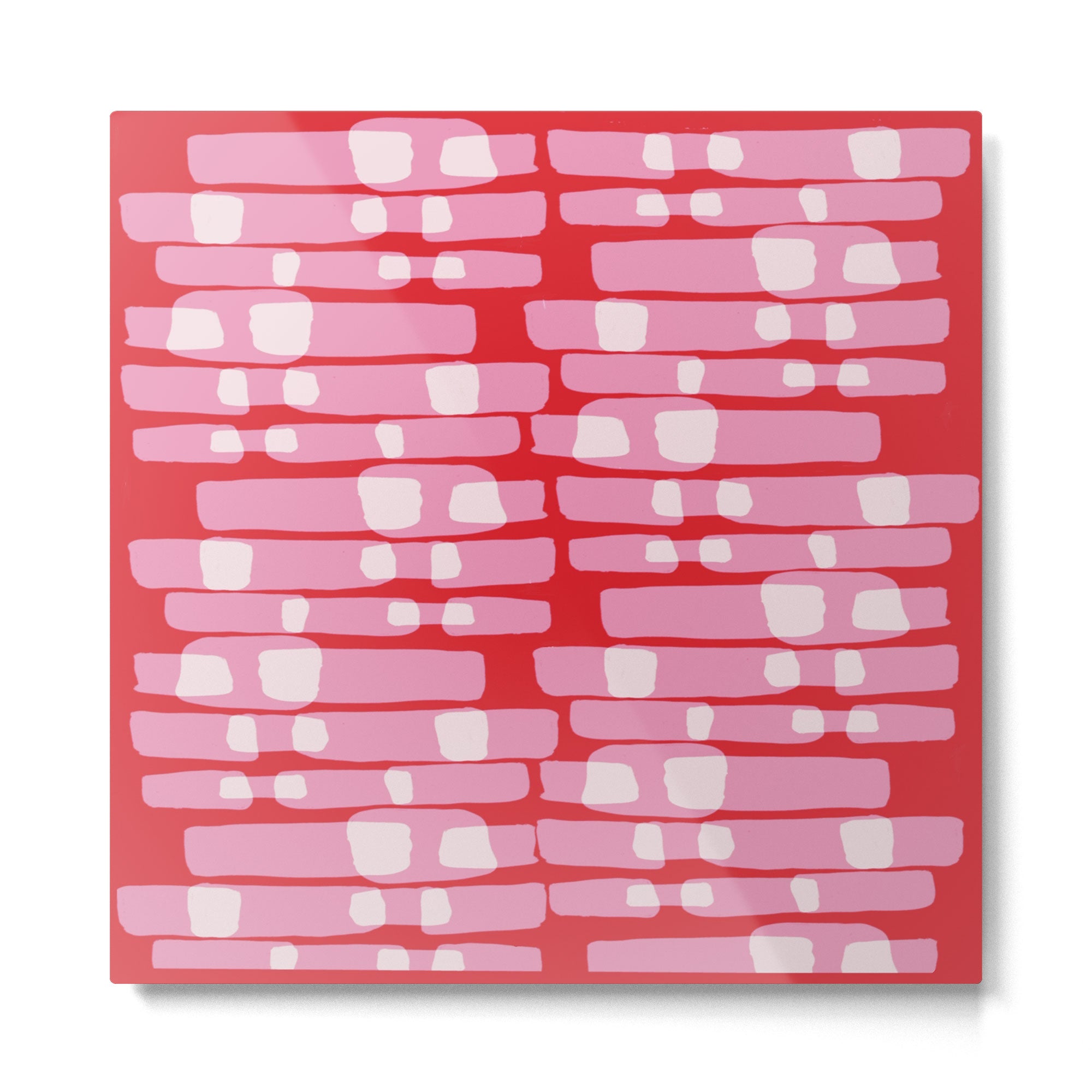 Cherry red and pink Geometric  Metal Print Gallery Image 2