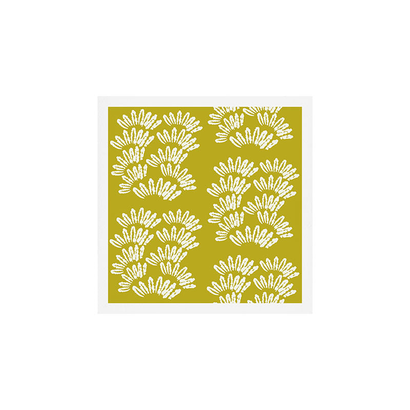 Modern Botanical in Cream on Chartreuse Art Print Gallery Image 1