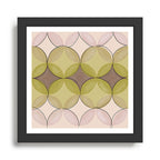 Nuanced echoing circles tell a story in a painterly way with soft muted hues Framed Art Print Gallery Image 1