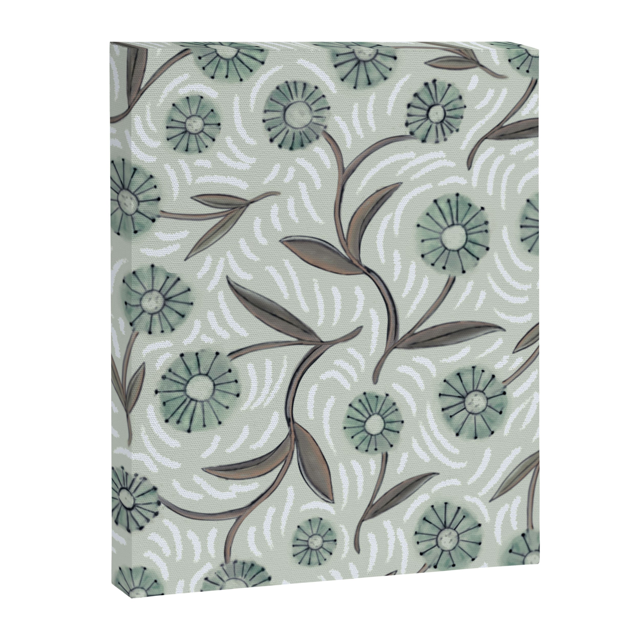 Tipsy Daisies on Celadon  Canvas Print Gallery Image 8