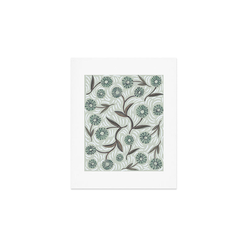 Tipsy Daisies on Celadon  Art Print Gallery Image 1