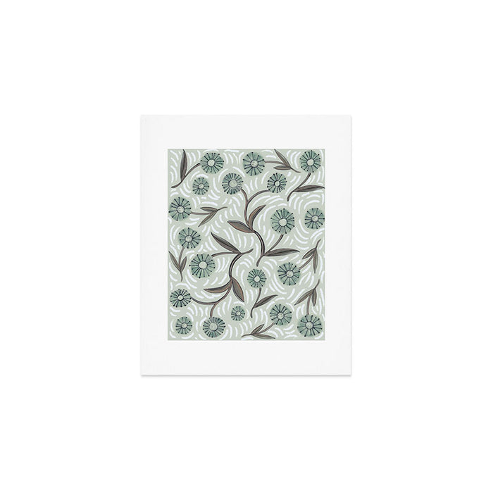 Tipsy Daisies on Celadon  Art Print Gallery Image 1