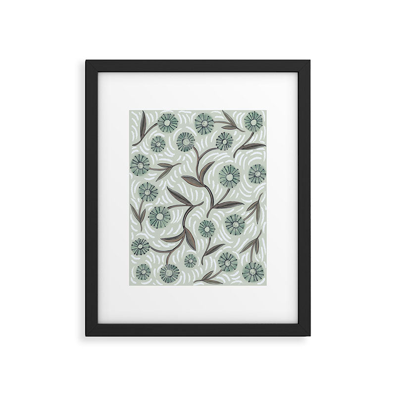 Tipsy Daisies on Celadon  Framed Art Print Gallery Image 6