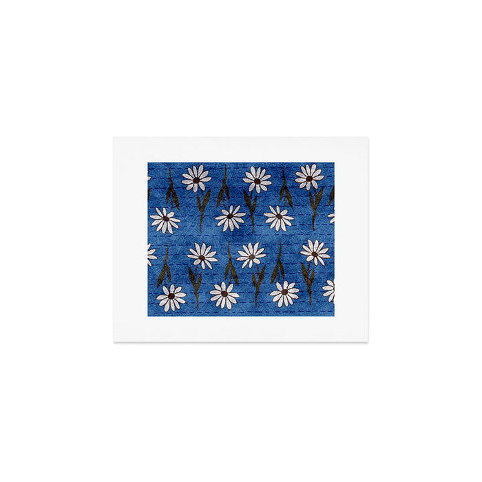 Vibrant Daisies on Cobalt  Art Print Gallery Image 1