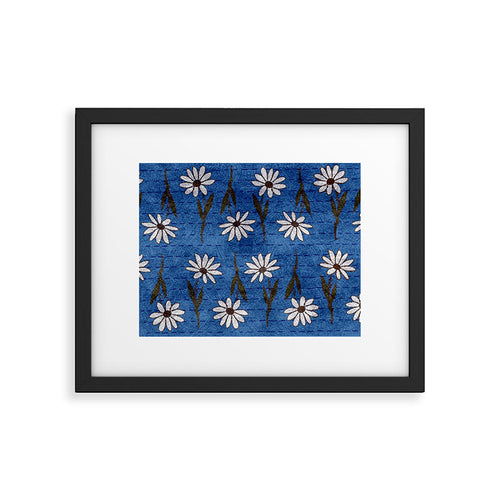 Vibrant Daisies On Cobalt  Framed Art Print