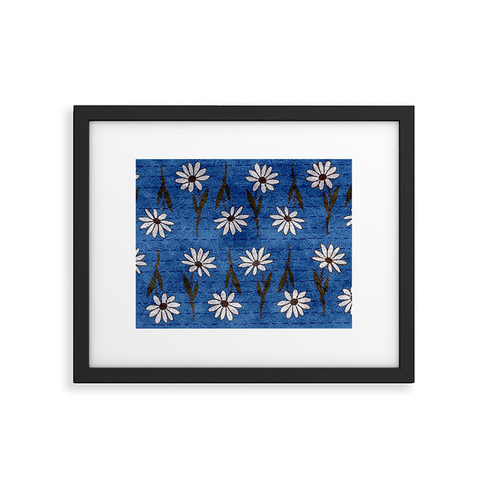 Vibrant Daisies on Cobalt  Framed Art Print Gallery Image 1