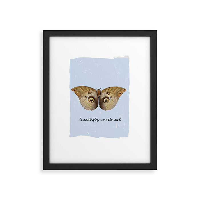 Vintage Butterfly Moth Owl on Soft Sky  Framed Art Print Gallery Image 1