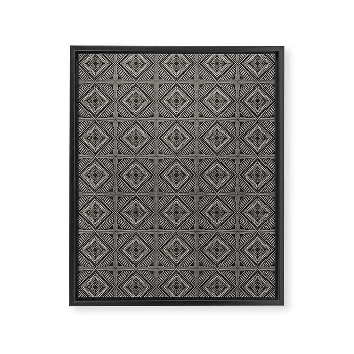 Boho Tiles | Charcoal Framed Canvas Print Gallery Image 1