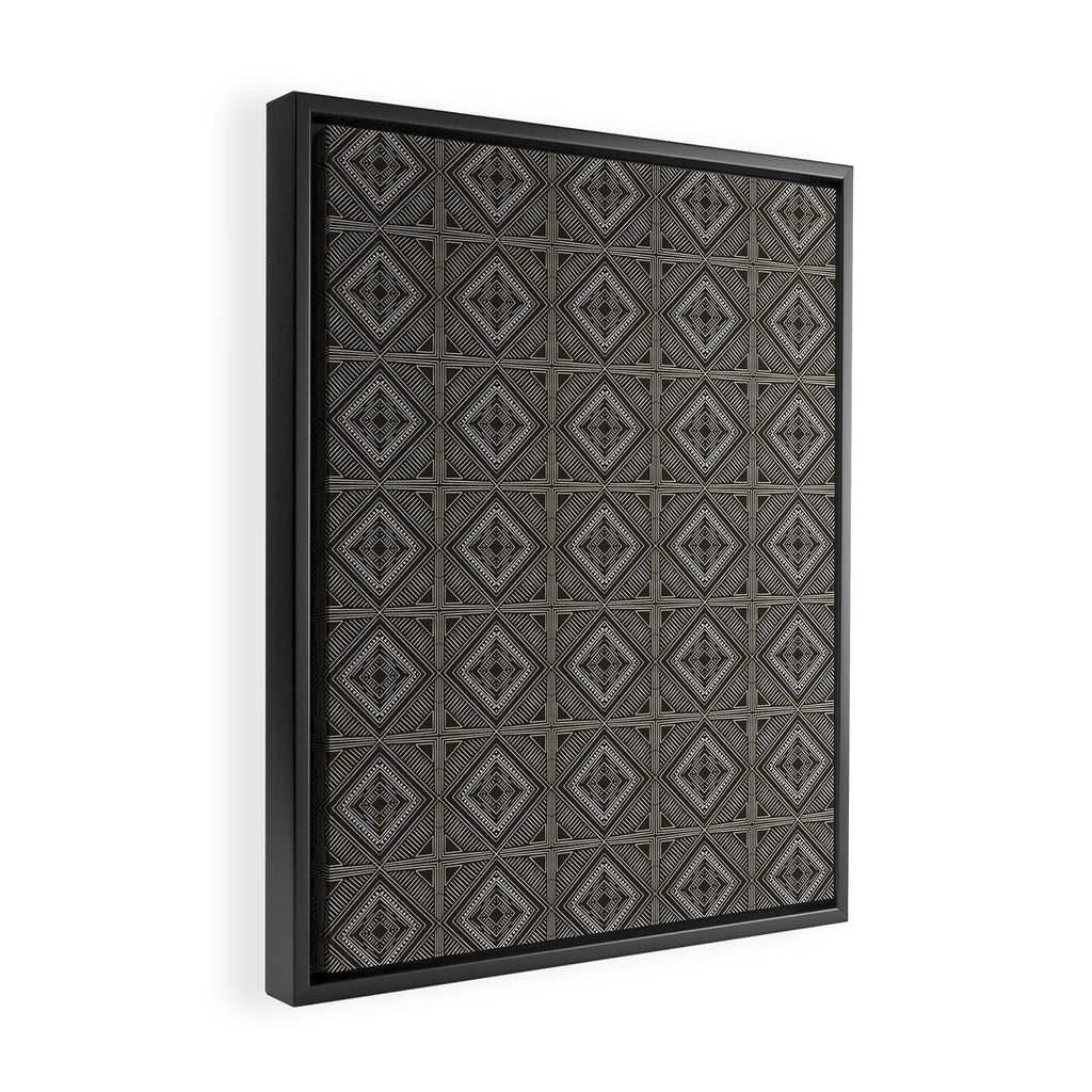 Boho Tiles | Charcoal Framed Canvas Print Gallery Image 2