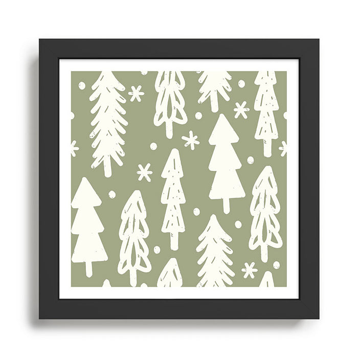 Boho Winter Trees . Lush Green Framed Art Print Gallery Image 1