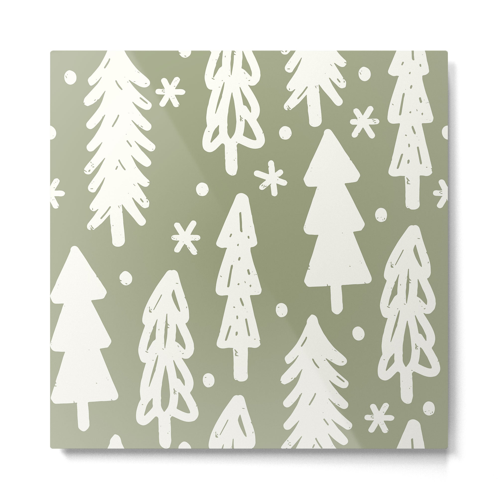 Boho Winter Trees . Lush Green Metal Print Gallery Image 2