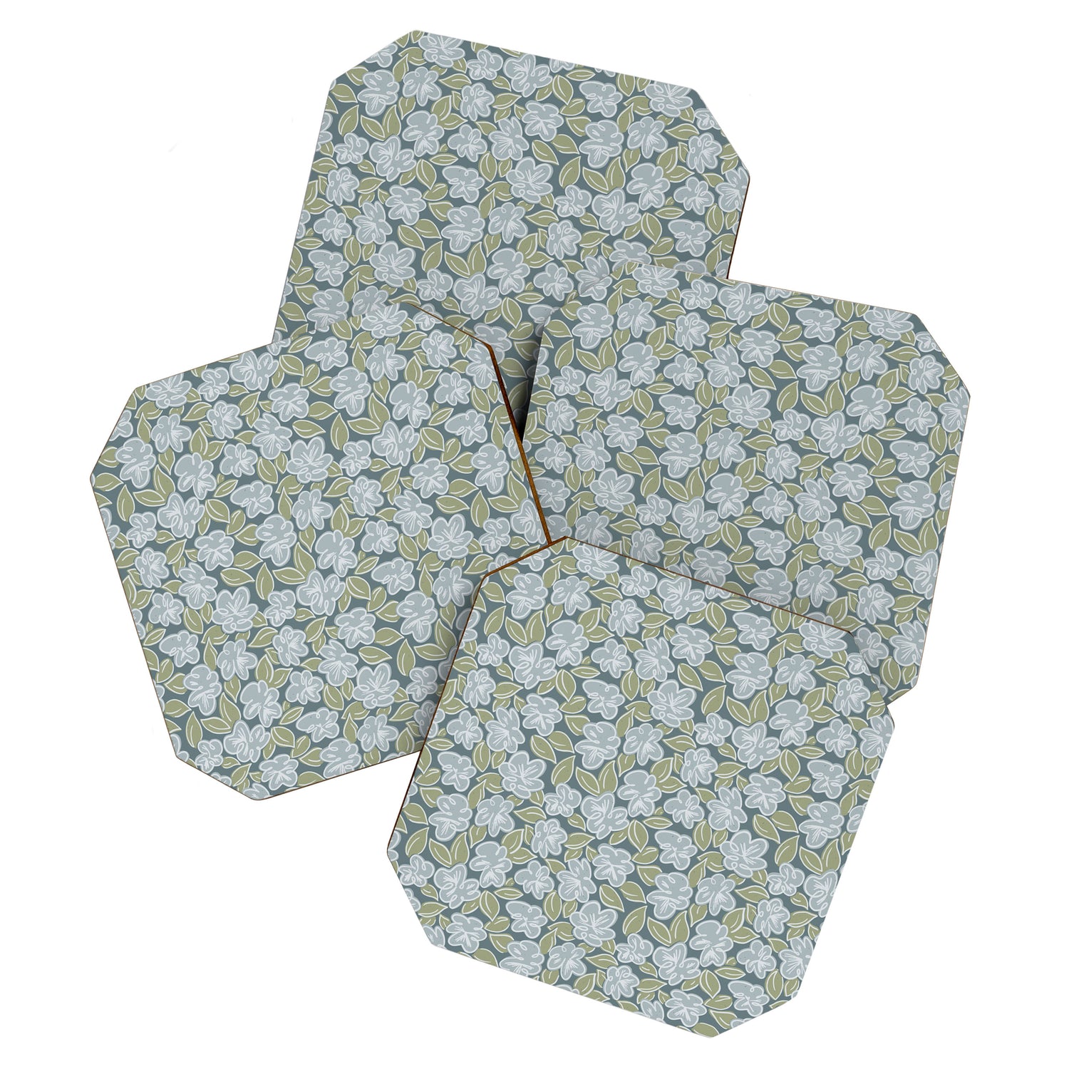 Coastal Blue Flowers Coaster Gallery Image 1