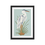Coastal Cranes on Soft Aqua Framed Art Print Gallery Image 2