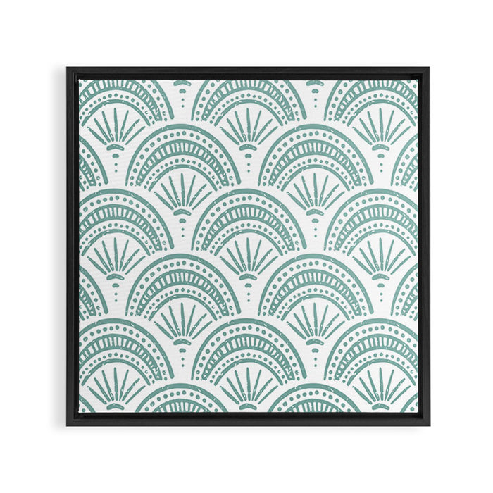 Coastal Deco . Teal Framed Canvas Print Gallery Image 1