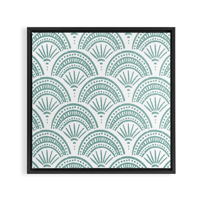 Coastal Deco . Teal Framed Canvas Print Gallery Image 3