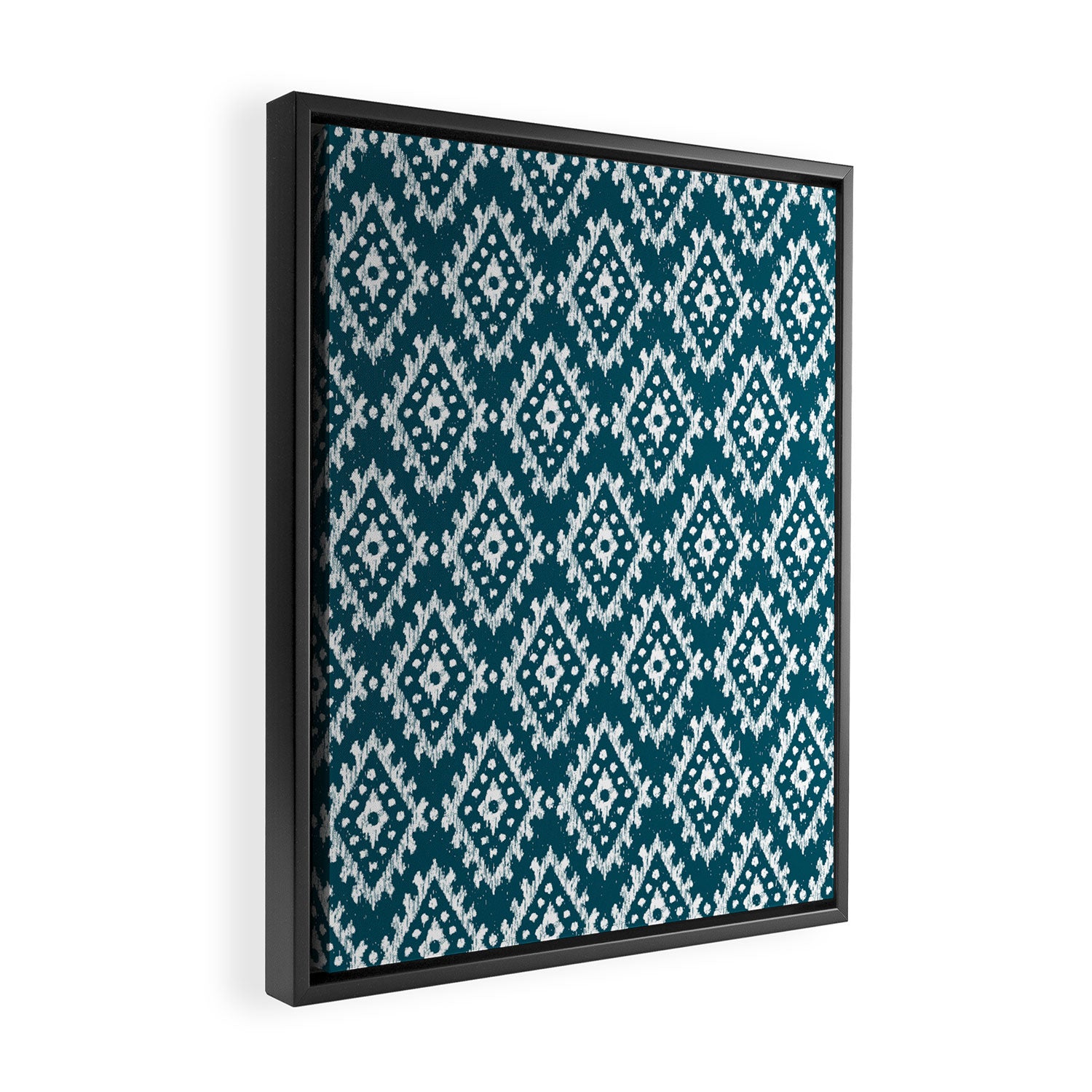 Coastl Ikat | Lagoon Blue Framed Canvas Print Gallery Image 2