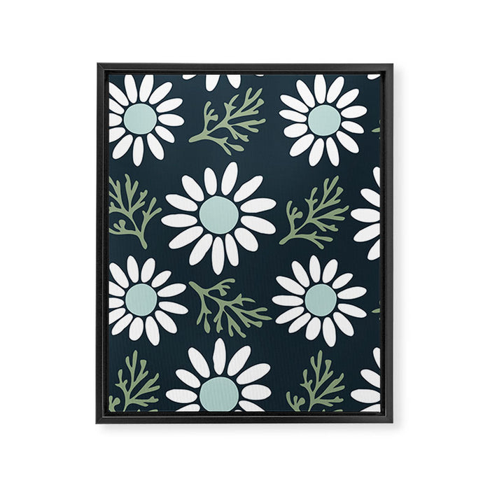 Coming Up Daisies . Navy Framed Canvas Print Gallery Image 1