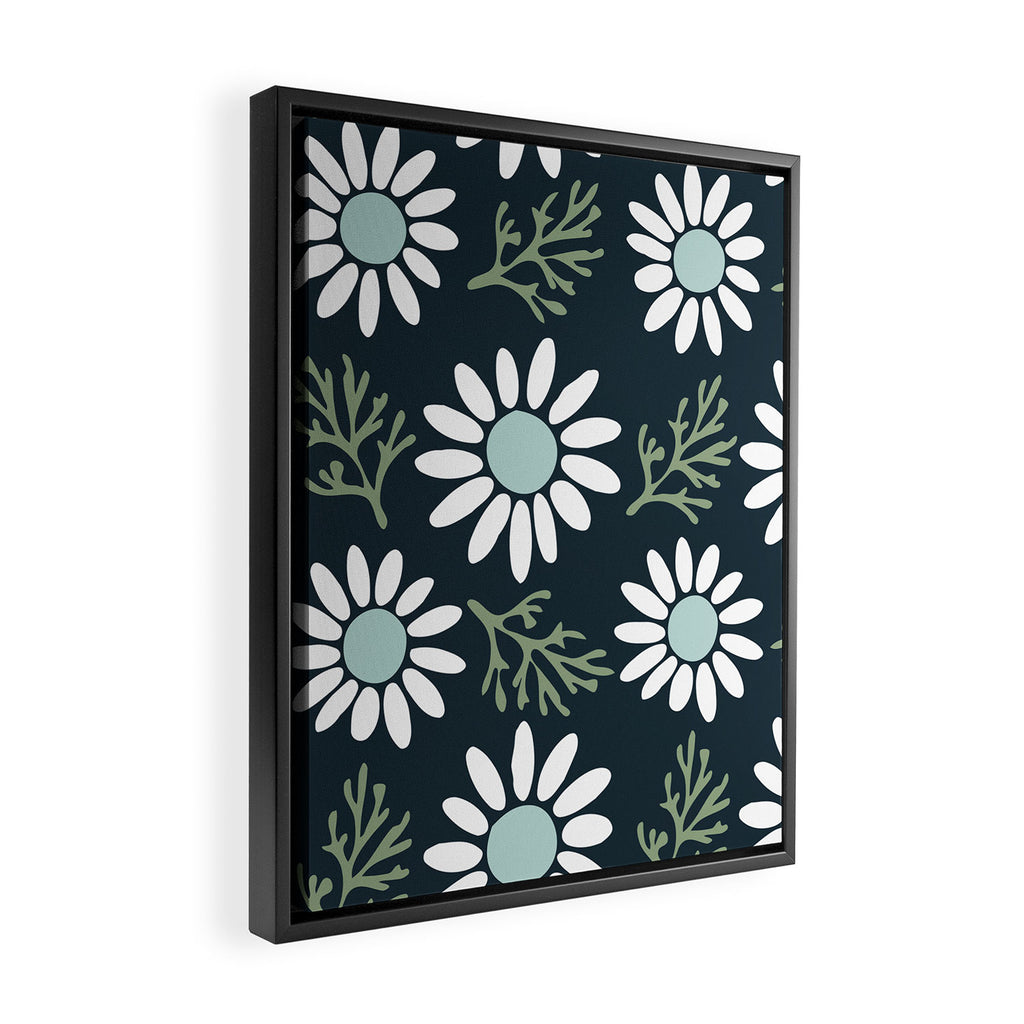 Coming Up Daisies . Navy Framed Canvas Print Gallery Image 2