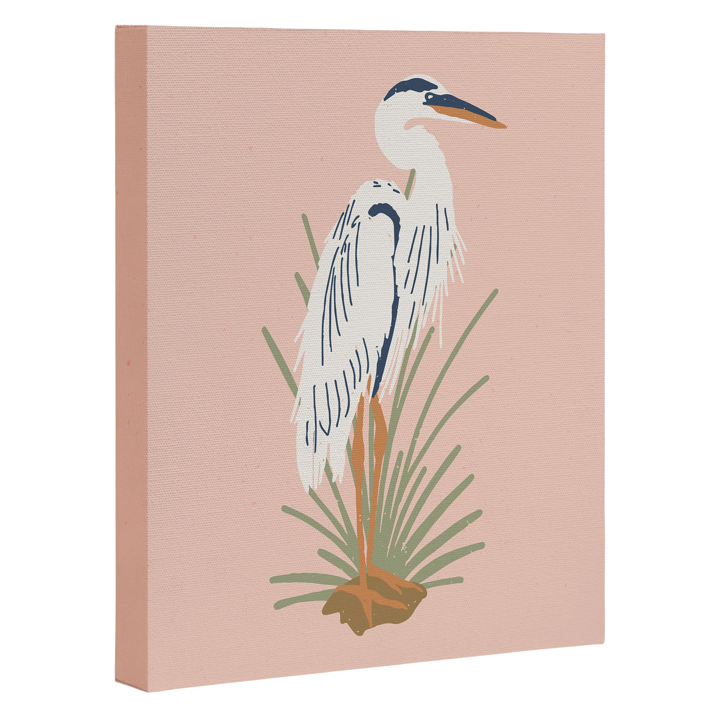 Coastal Cranes Peachy Pink Canvas Print Gallery Image 3