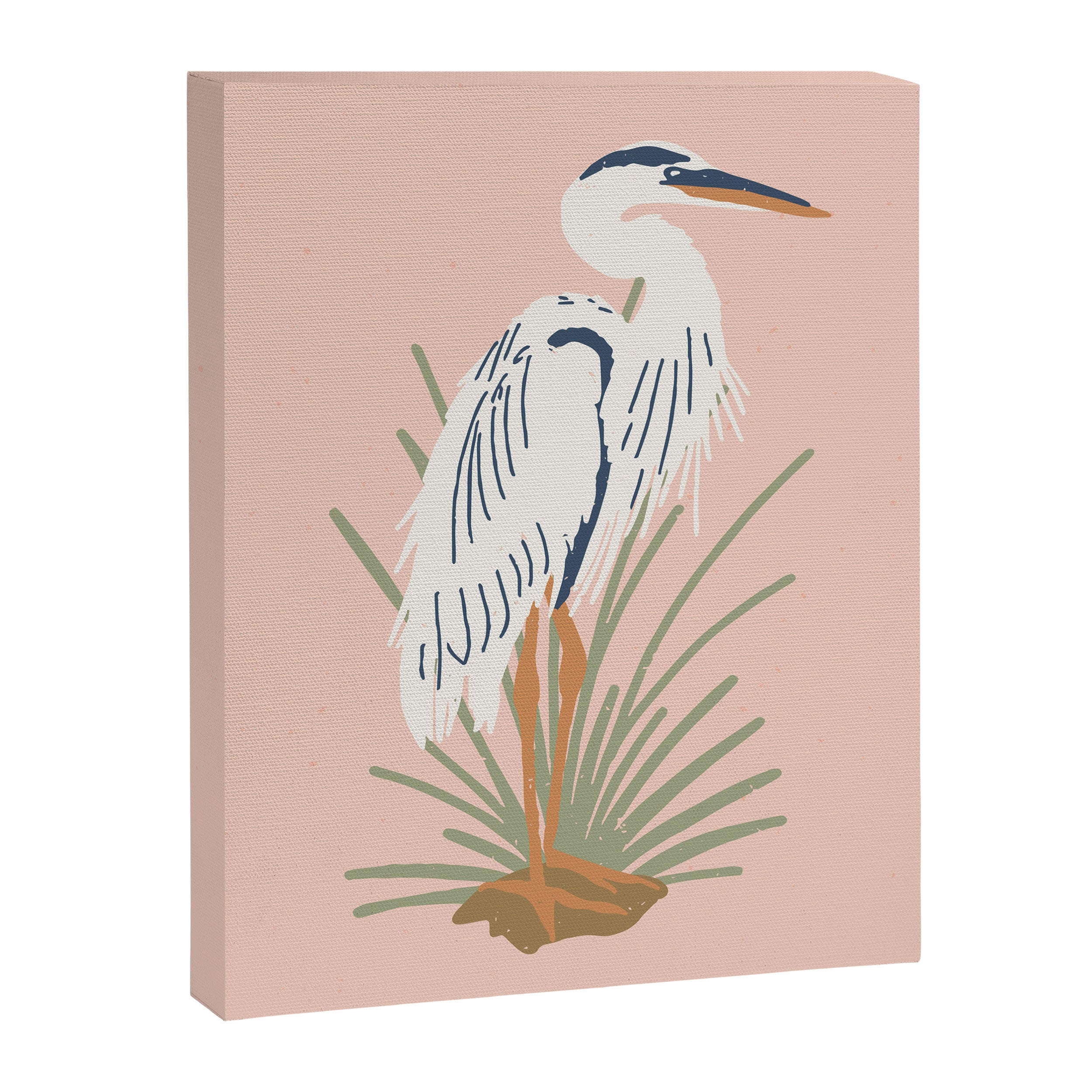 Coastal Cranes Peachy Pink Canvas Print Gallery Image 8