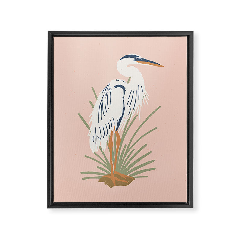 Coastal Cranes Peachy Pink Framed Canvas Print Gallery Image 8