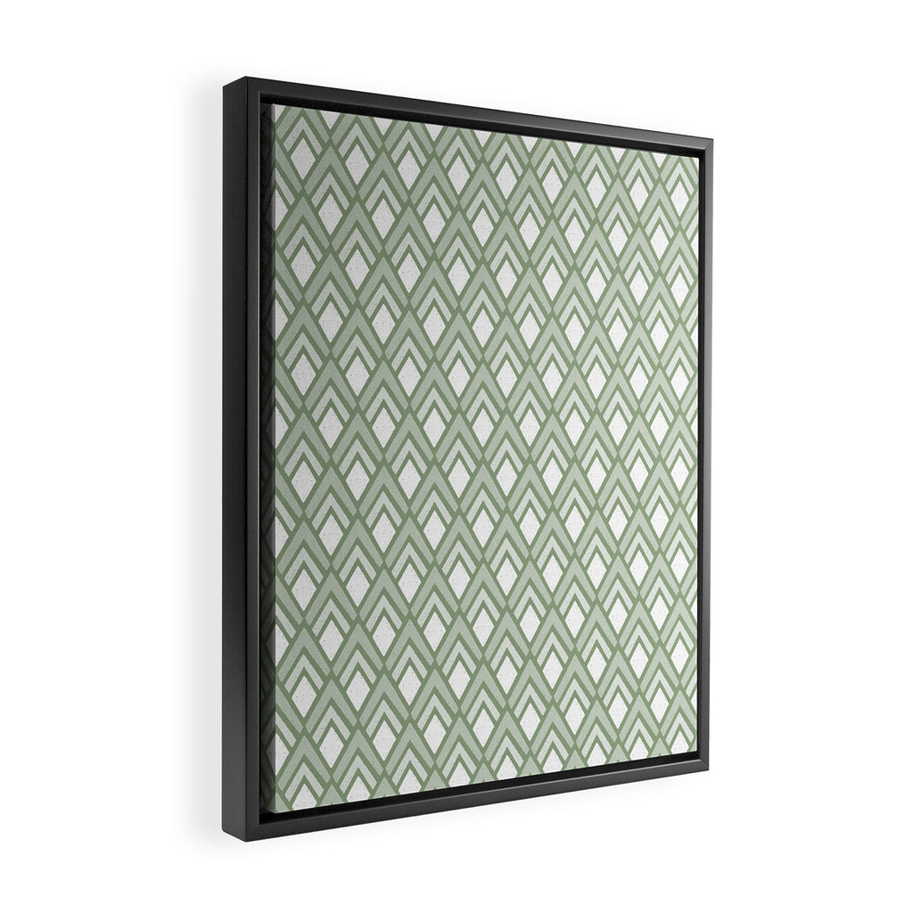 Diamond Arrows . Pistachio Green Framed Canvas Print Gallery Image 2
