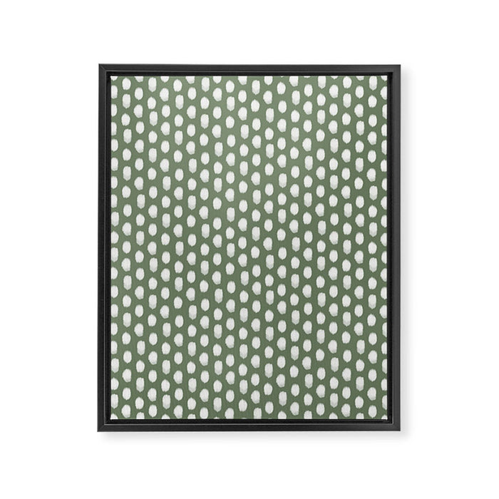 Dots . Green Framed Canvas Print Gallery Image 1
