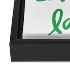 Fa La La . Bold green and winter blue  Framed Canvas Print Gallery Image 3