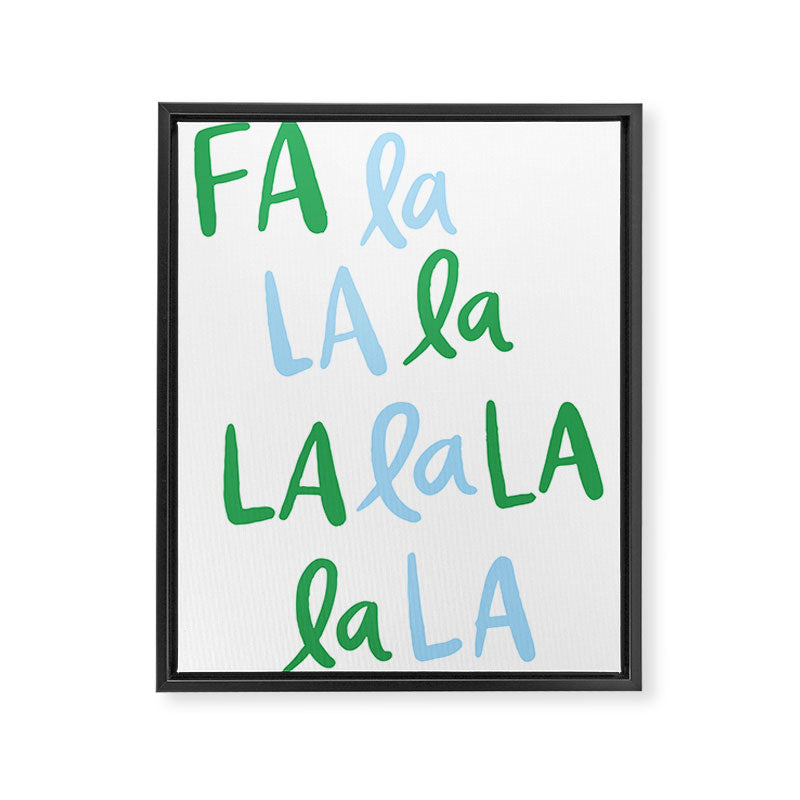 Fa La La . Bold green and winter blue  Framed Canvas Print Gallery Image 8