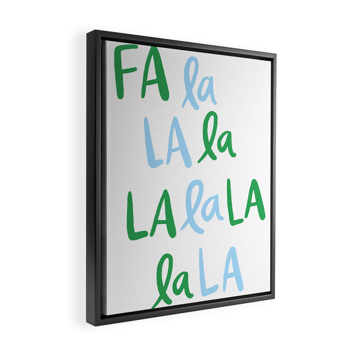 Fa La La . Bold green and winter blue  Framed Canvas Print Gallery Image 2