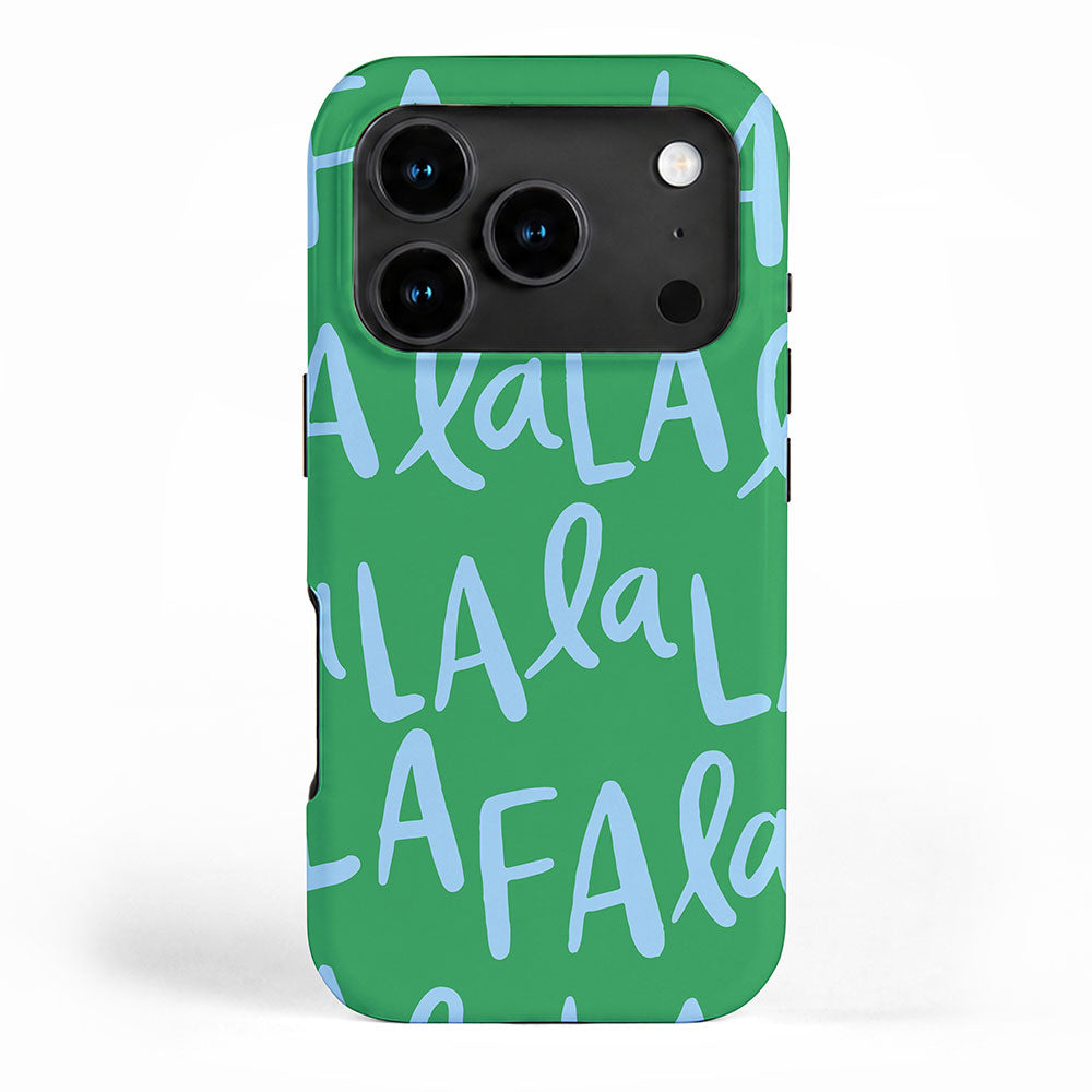 Fa La La . Bold green and winter blue  iPhone Case Gallery Image 1