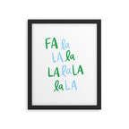 Fa La La . Bold green and winter blue  Framed Art Print Gallery Image 6