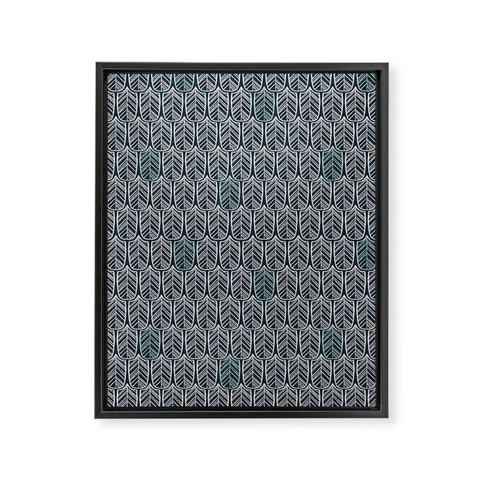 Feather Tile Navy Framed Canvas Print Gallery Image 1