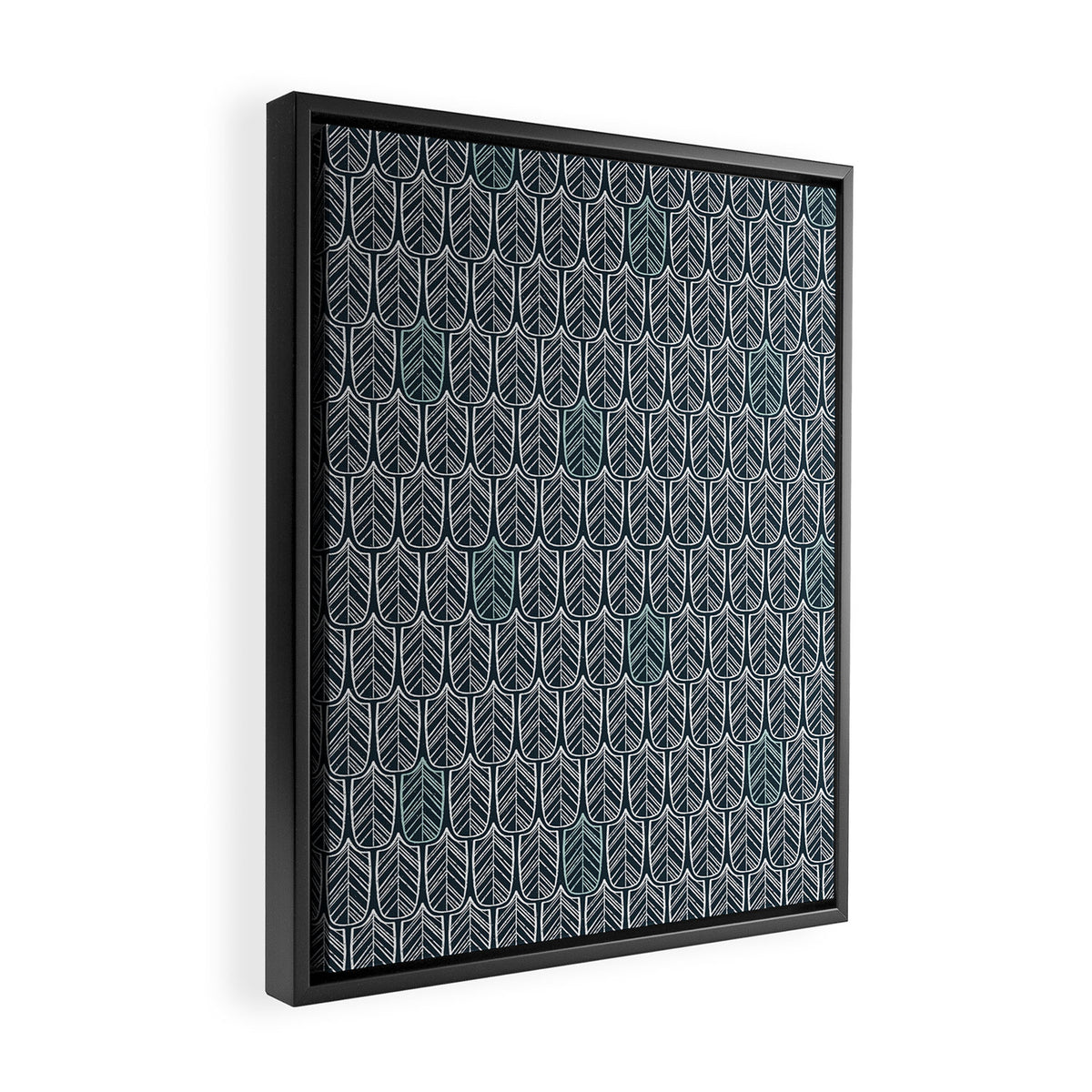 Feather Tile Navy Framed Canvas Print Gallery Image 2