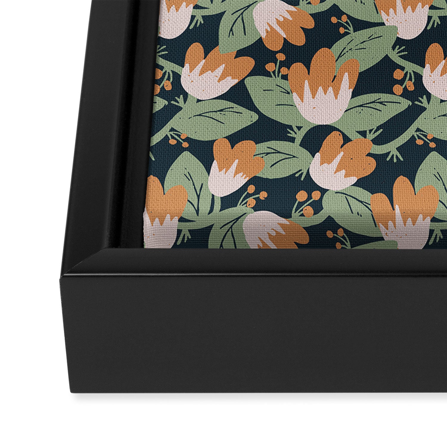 Floral Vines . Navy Framed Canvas Print Gallery Image 3