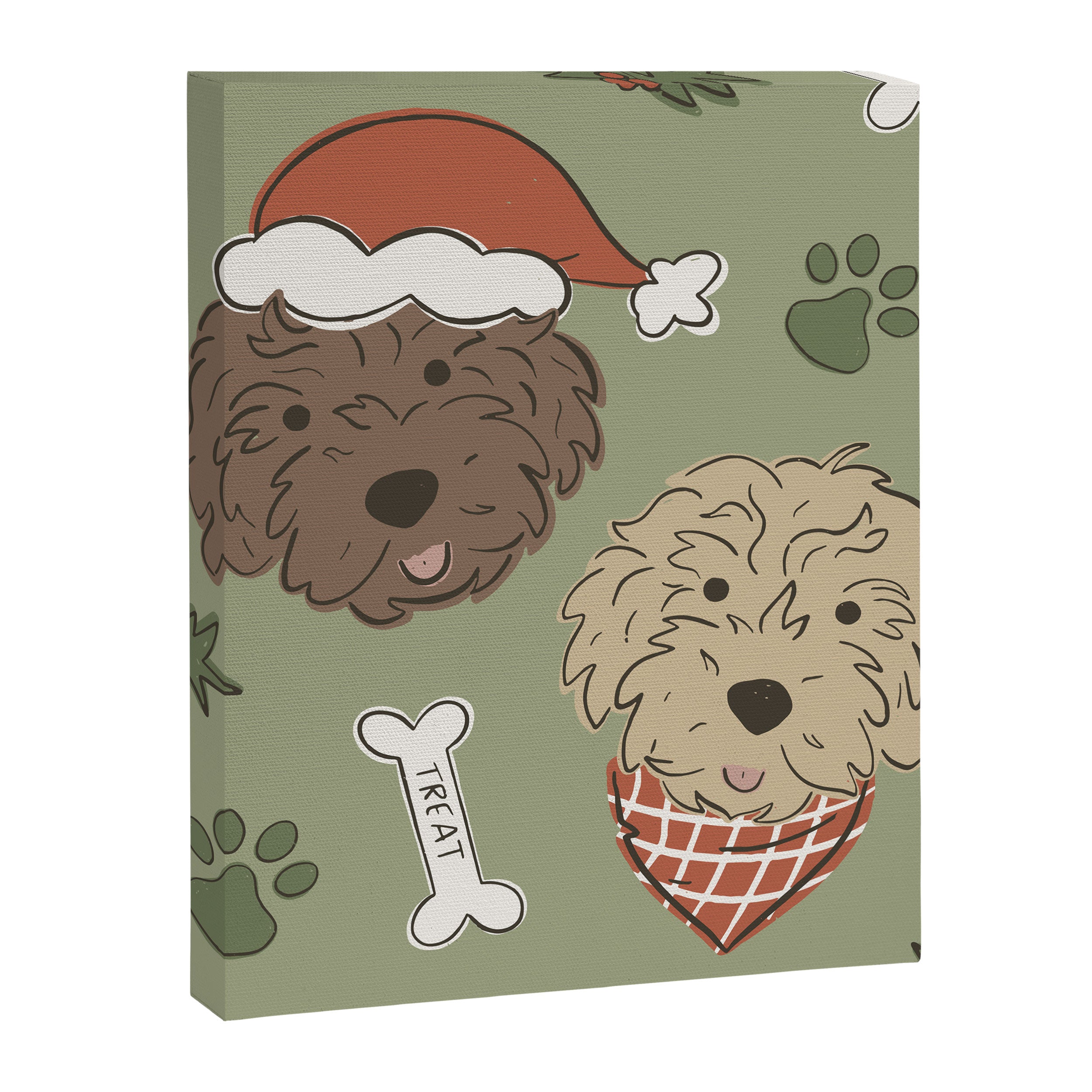 Holiday Doodle Dogs . Tan and Brown Canvas Print Gallery Image 8
