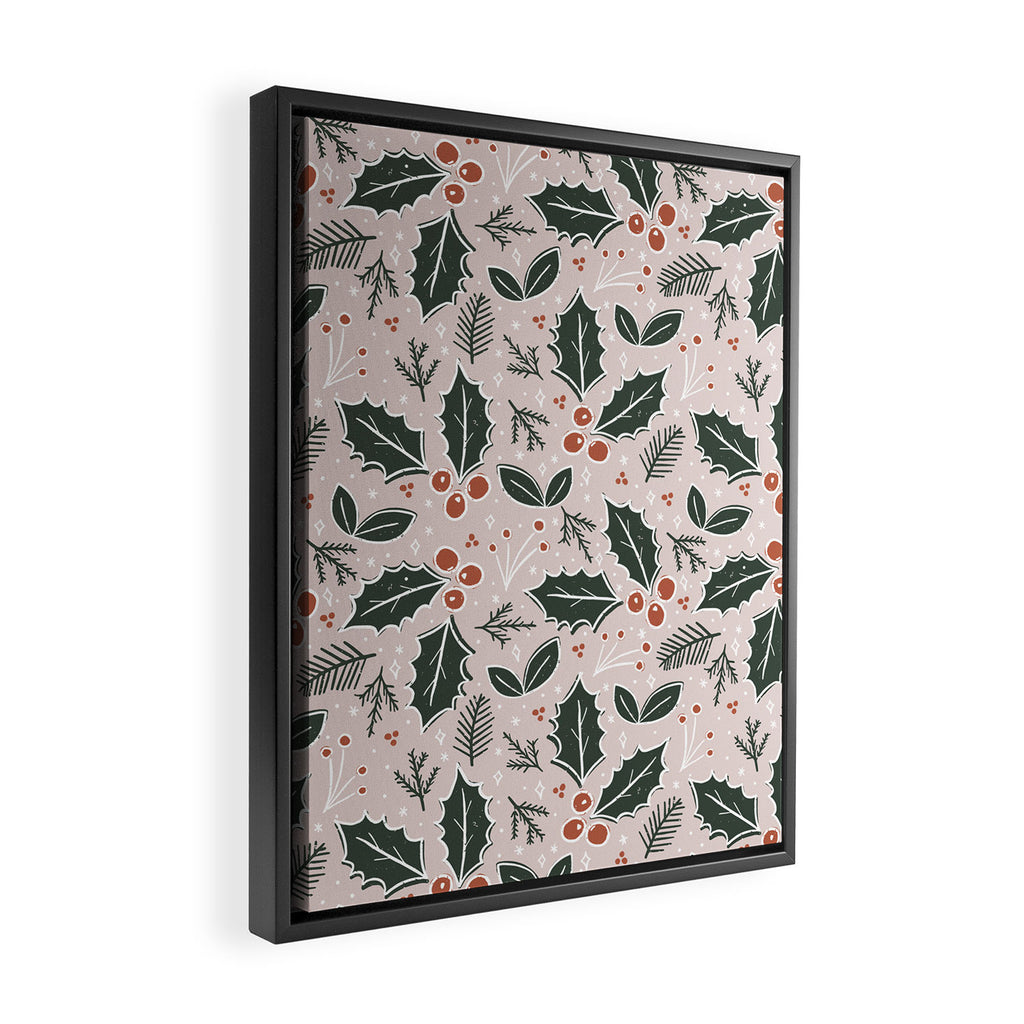 Holly-days . Light Blush Framed Canvas Print Gallery Image 2