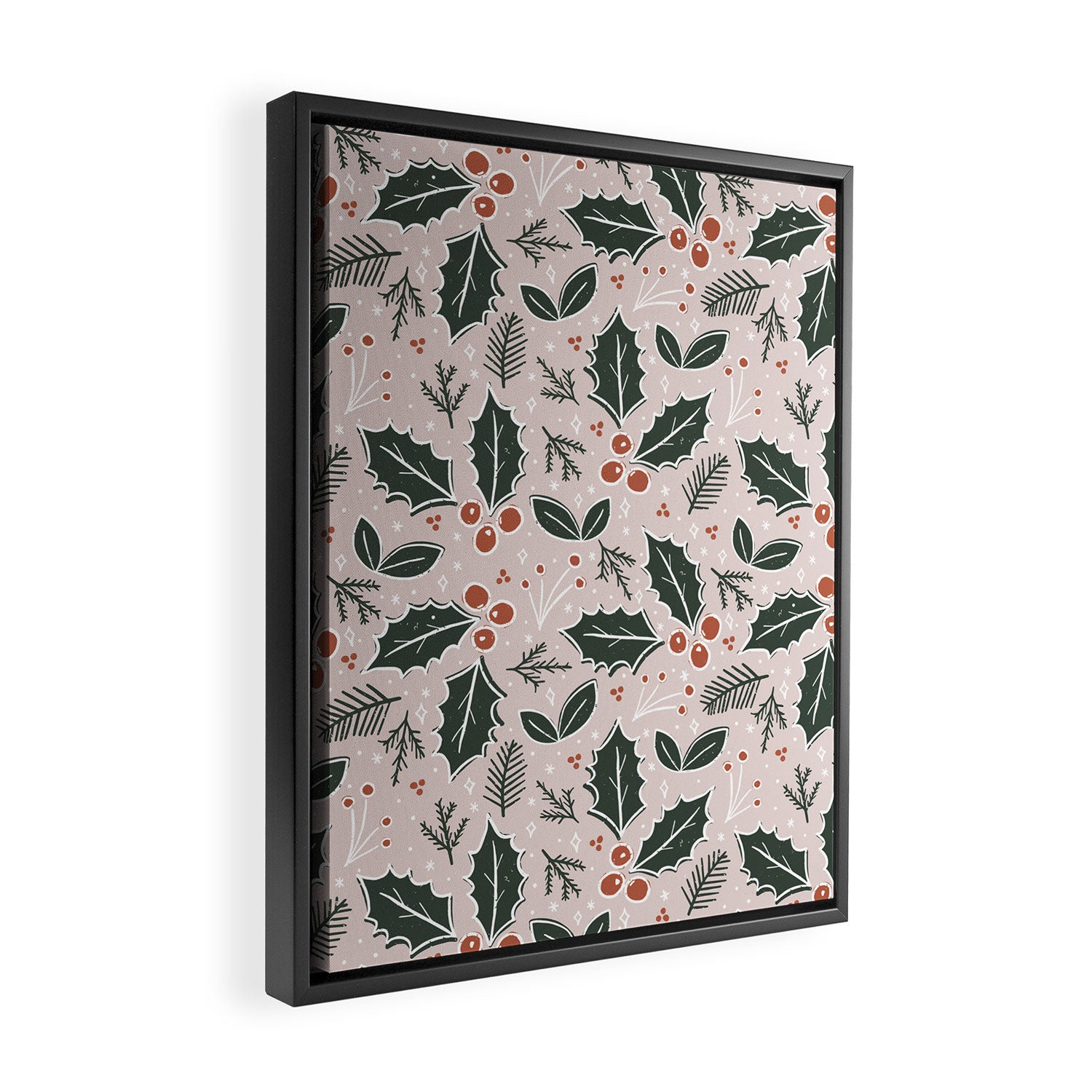Holly-days . Light Blush Framed Canvas Print Gallery Image 2