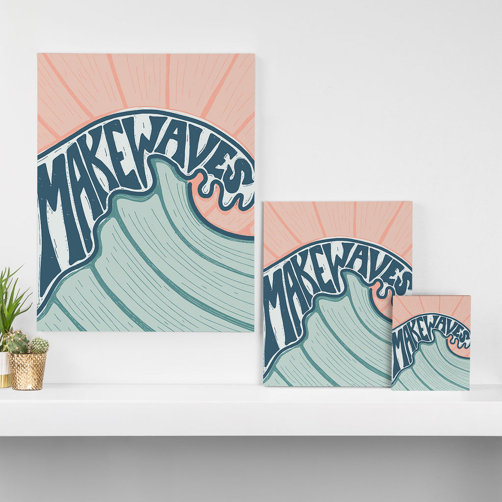 Make Waves Linocut Canvas Print Gallery Image 3
