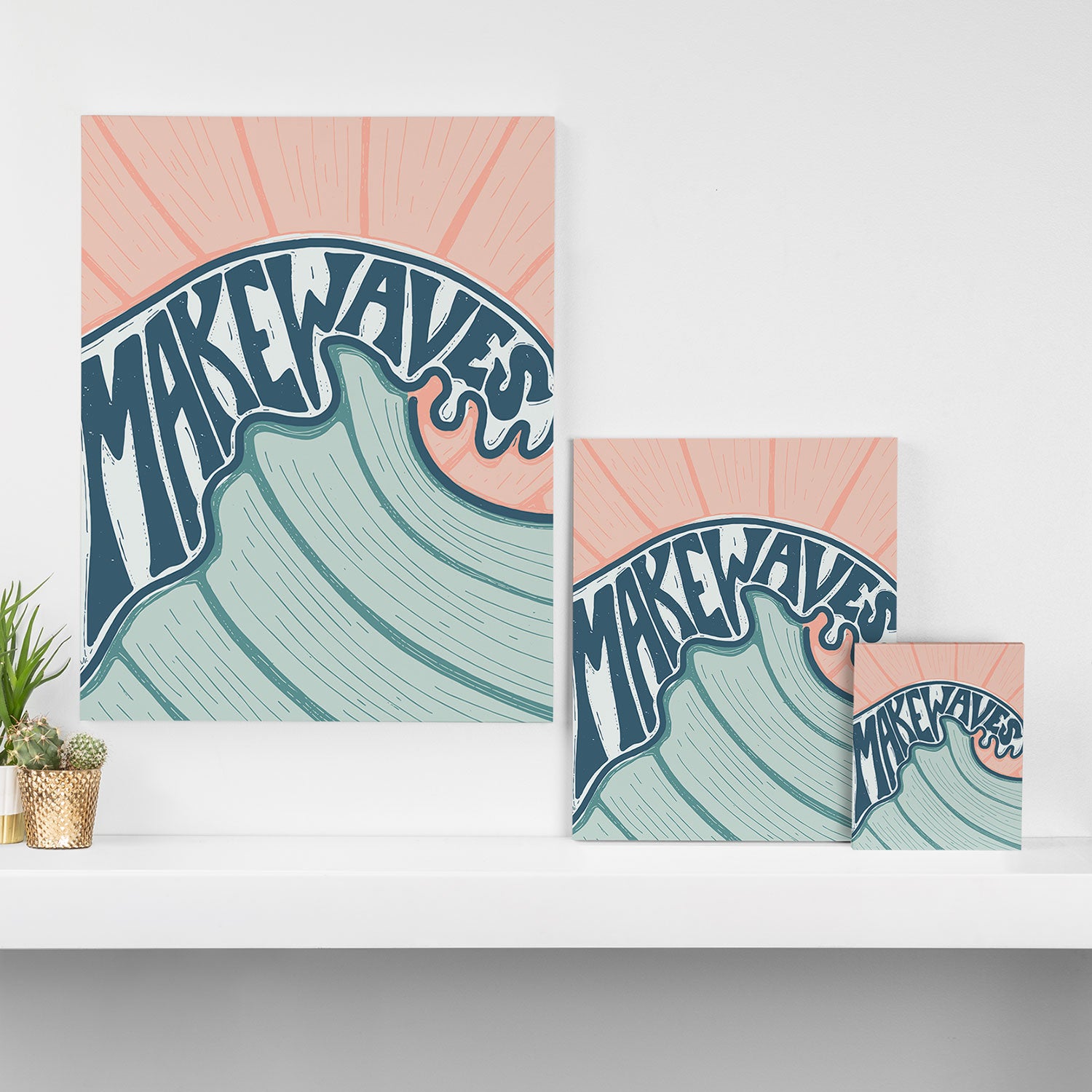 Make Waves Linocut Canvas Print Gallery Image 3