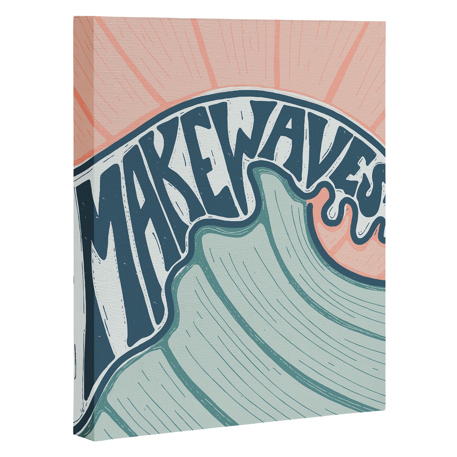 Make Waves Linocut Canvas Print Gallery Image 3