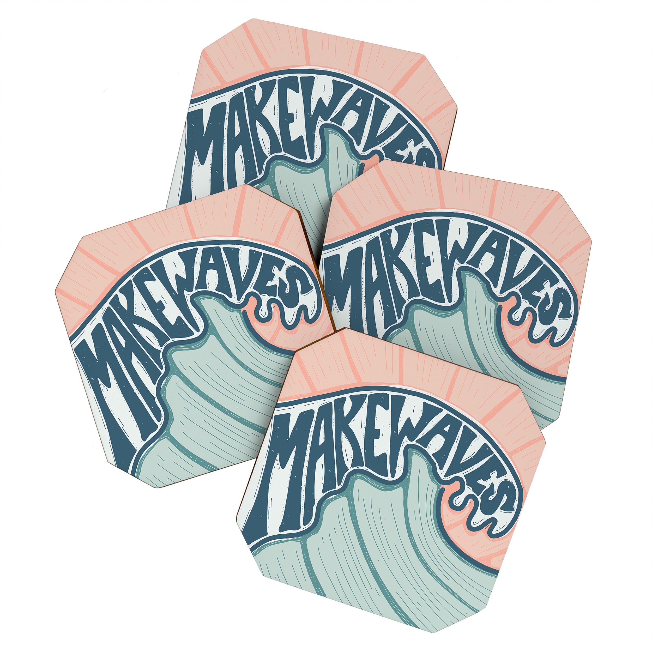 Make Waves Linocut Coaster Gallery Image 1