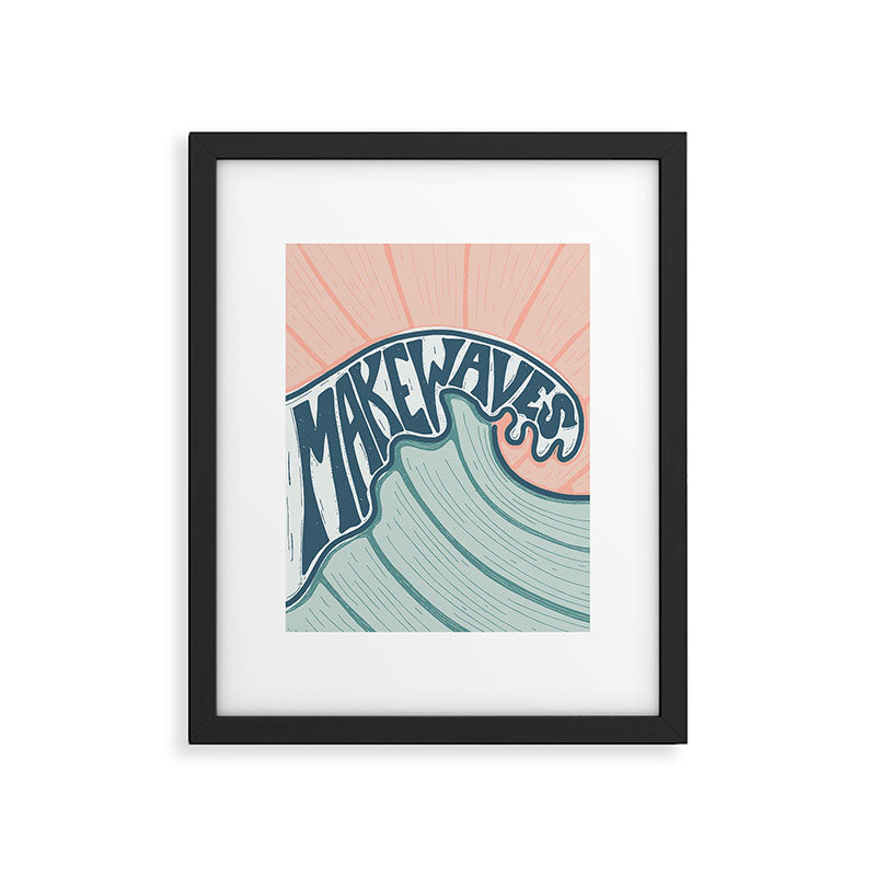 Make Waves Linocut Framed Art Print Gallery Image 4