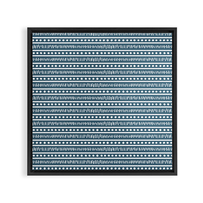 Modern Boho Mudcloth . Ocean Blue Framed Canvas Print Gallery Image 1