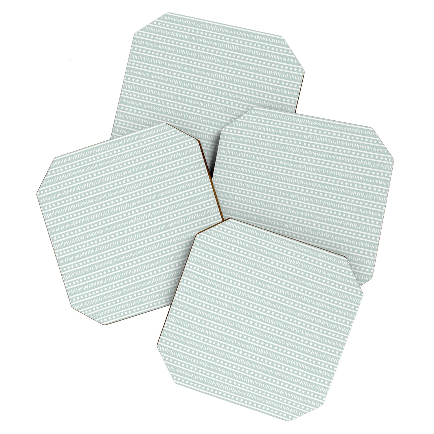 Modern Boho Mudcloth on Aqua Mint  Coaster Gallery Image 1