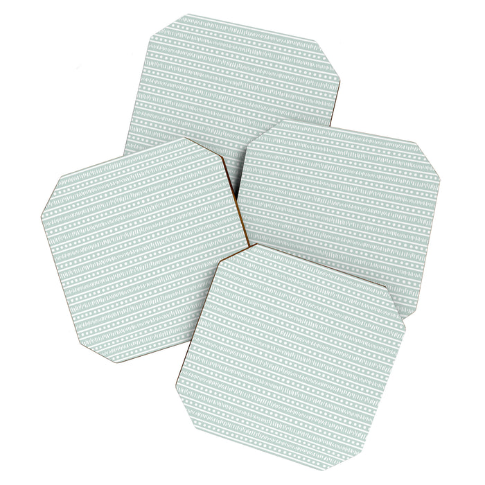 Modern Boho Mudcloth on Aqua Mint  Coaster Gallery Image 1