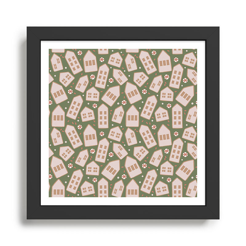 Modern Gingerbread Houses . Evergreen Framed Art Print Gallery Image 1